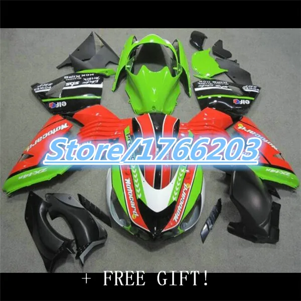 Пользовательские мотоцикл три Бесплатная упаковка ZX 14 r 1400 kawasaki ninja ZX14R зеленый