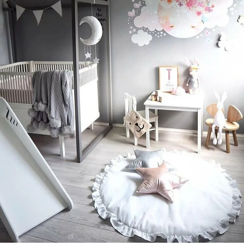 

Supper Soft Cotton Baby Kids Game Gym Activity Play Mat Crawling Blanket Soft Solid Color Room Floor Mat