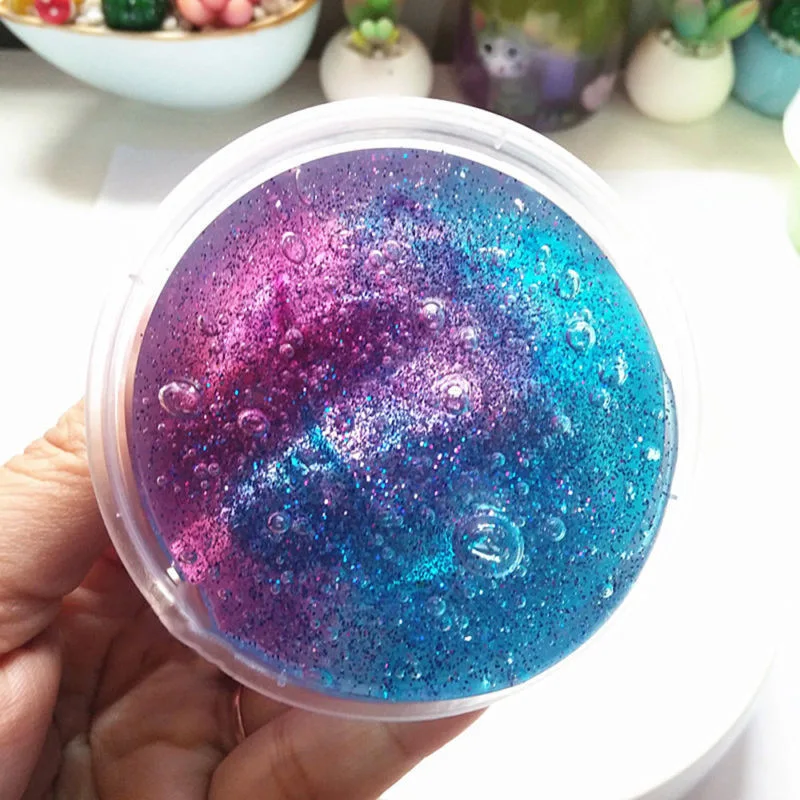 DIY Slime Crystal Mud Clear Galaxy Slime Fluffy Modeling Clay Lizun Anti-stress Toys Playdough Sand Putty Stress Relief Slime