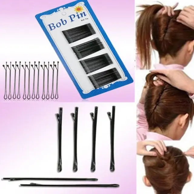 60Pcs/Set Women Lady Girl Black Metal Waved Hair Bobby Clip Salon Pin