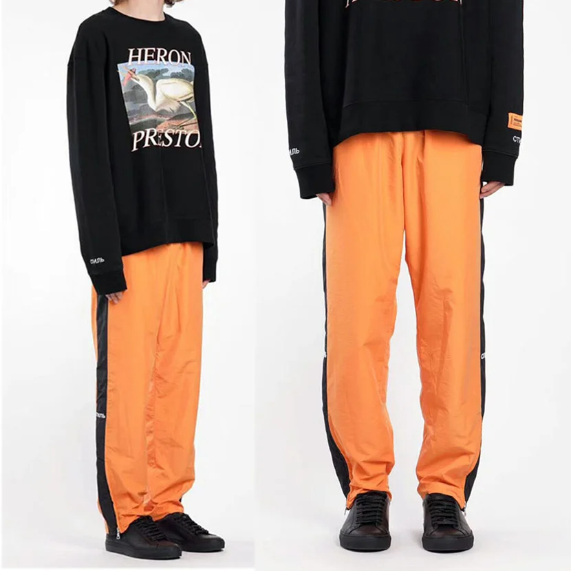 

Heron Preston Sweatpants Men Women 1:1 Joggers Heron Preston Pants Trouser Zip Orange Heron Preston Sweatpants