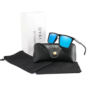 

OYALIE Polarized Sunglasses Men Square Mirror Sun Glasses for Wiomen Driver's Glasses Eyewares With Case Box Gafas de sol