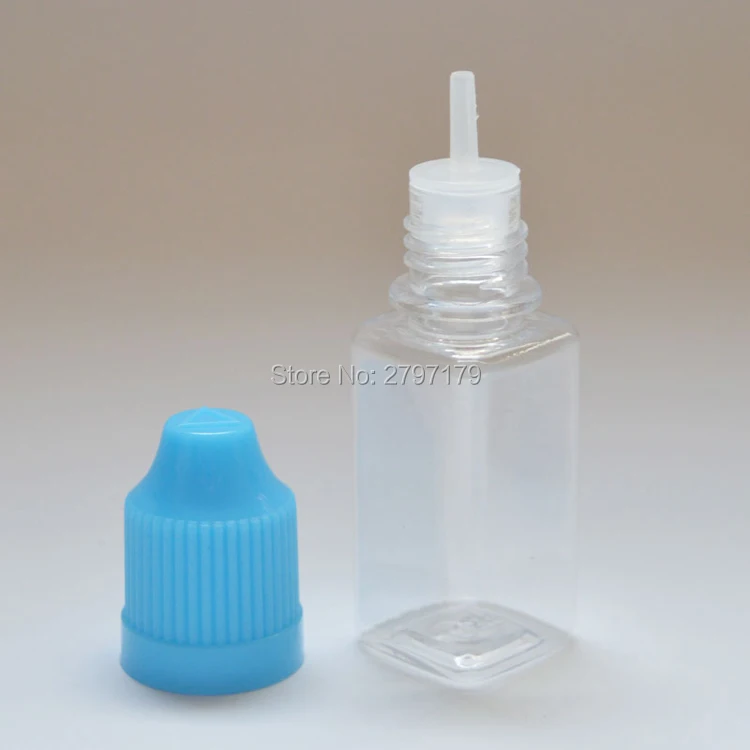 Пустой квадрат 10 мл Пластик капельницы бутылка с восковыми Кепки для глазных капель жидкости E бесцветная ПЭТ бутылка 100 шт