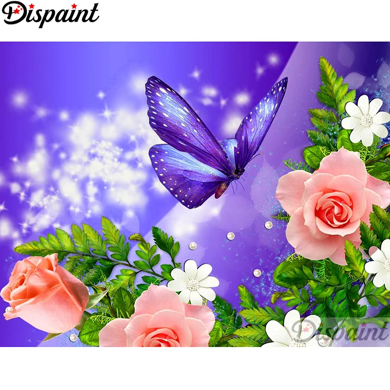 

Dispaint Full Square/Round Drill 5D DIY Diamond Painting "Flower butterfly" Embroidery Cross Stitch 3D Home Decor A11107