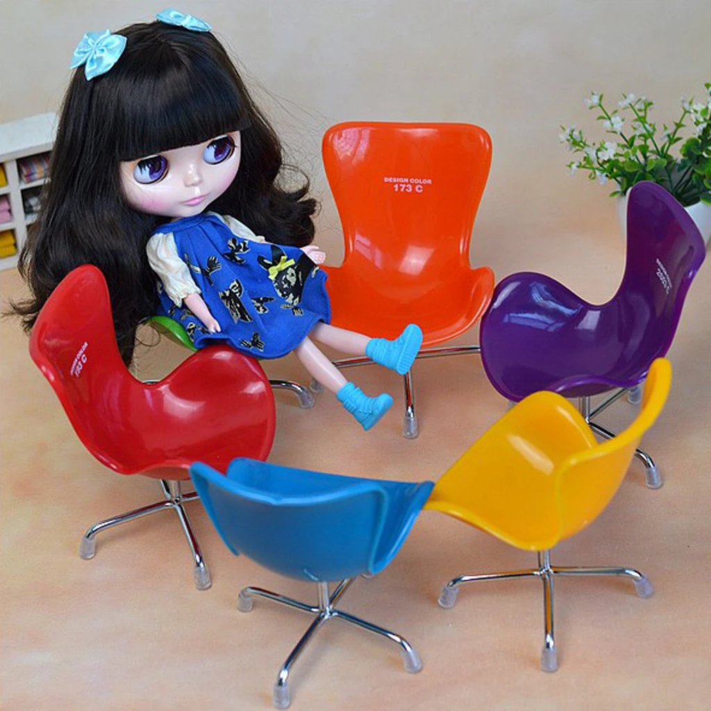 2 Pieces 1/6 Dollhouse Miniature Furniture Chair Model for Doll Decor Purple