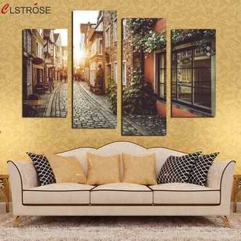 

CLSTROSE European Town Street Landscape Decor Paintings Modern Romantic Living Room Wall Pictures Painting By Numbers No Frame