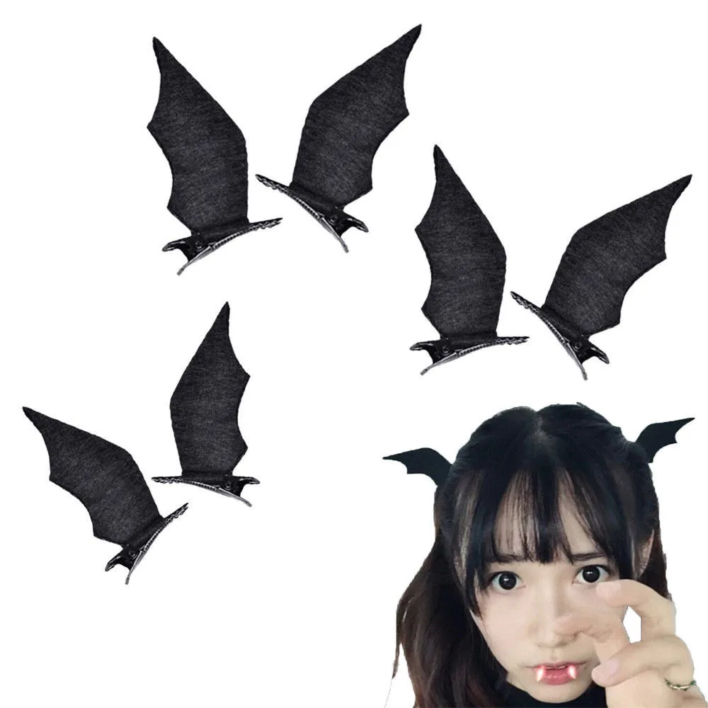 

1 Pair Bat Wings Mini Hairpins Hair Clips Barrette Halloween Party Headwear Women Girls Novelty Horror Hair Accessories