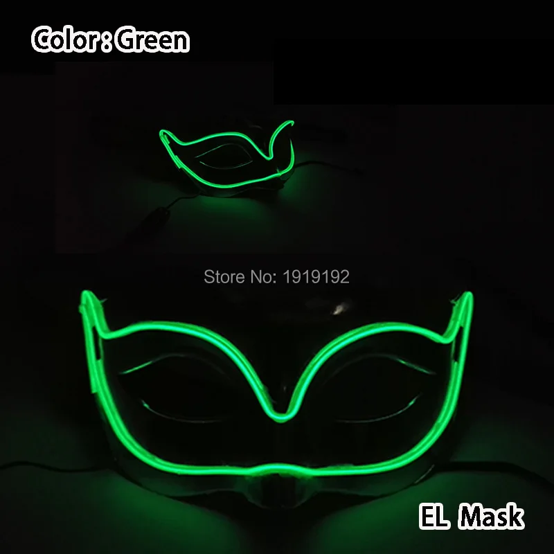 Women Sexy Cosplay Half Eyes Mask Bunny Fox Animal Mask Masquerade LED Glasses Carnival Fancy Glow Party Supplies - Color: Type 07-Green