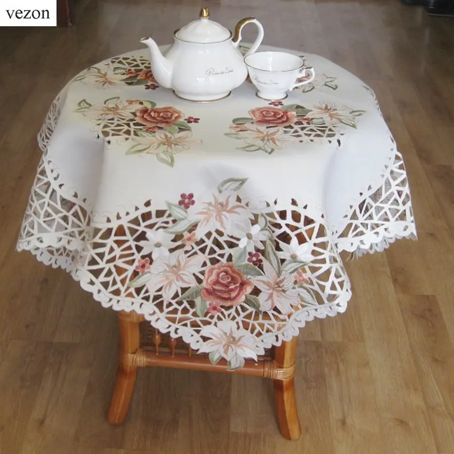 vezonNew Hot Elegant Polyester Satin Embroidery Orange Floral