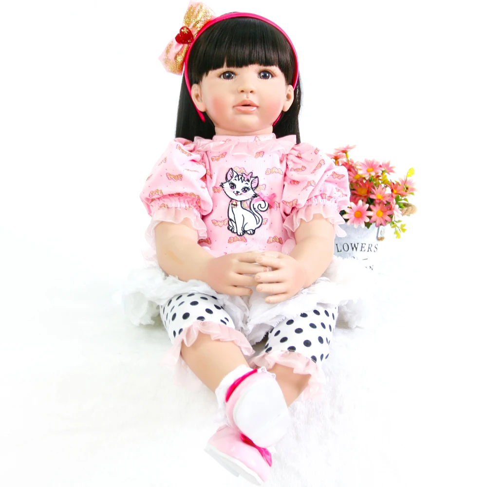 24 дюймов Силиконовые Винил reborn младенцев кукла принцесса для новорождённых девочек куклы фестиваль детский подарок прекрасная мода сном