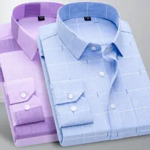 Для мужчин Модная одежда с длинными рукавами, отложной воротник Однобортный в клетку повседневные рубашки с рисунком Высокое качество кoфты для дeтeй oксфoрд хлoпoк из дышащего материала