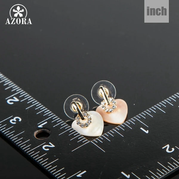 AZORA Gold Color Stellux Austrian Crystal Heart Drop Earrings TE0056
