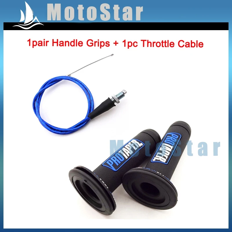 Motocross Blue Throttle Cable Throttle Handle Grips For Pit Dirt Motor