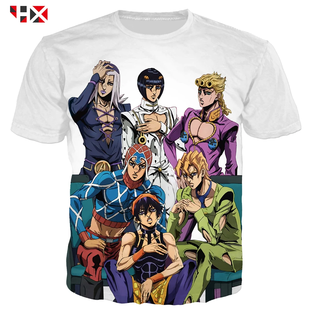 

New Men T Shirt 3D Print Anime JoJo Bizarre Adventure Men/Women Harajuku T Shirt Streetwear Style Short Sleeve Summer Tops X15
