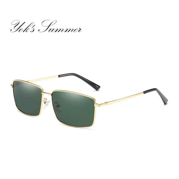 

YOK'S Small Square Polarized Sunglasses Men Brand Metal Frame Spring Leg Sunglasses UV400 Coating Shadow Driving Goggles HN1312