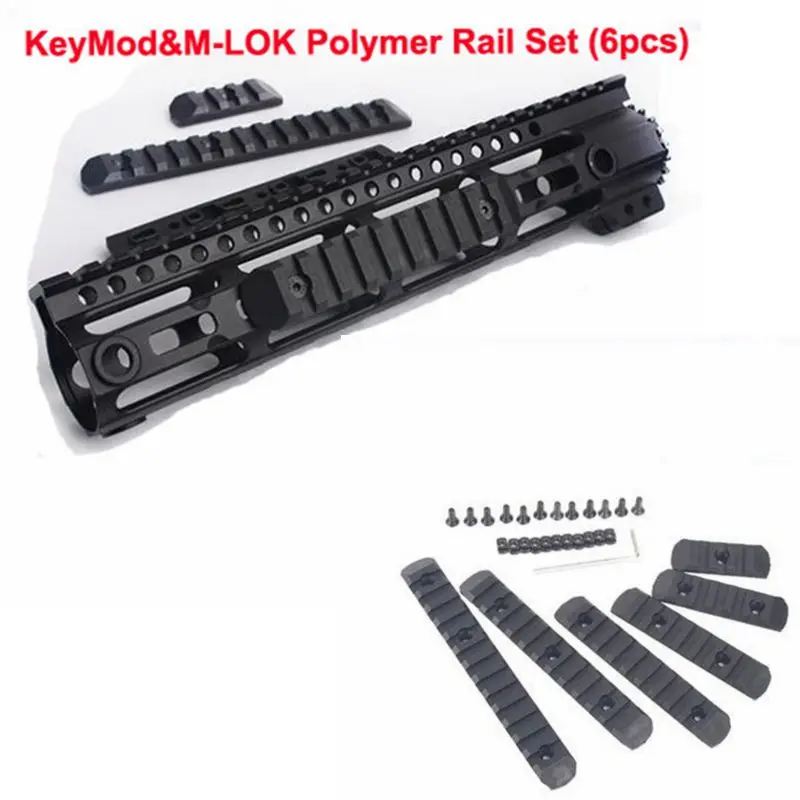 

Tactical Airsoft KeyMod&M-LOK Polymer Rail Set (6 pcs) Picatinny Rail Cover Handguard Protection Mount