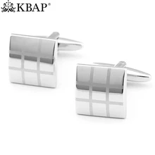 Men’s Classic Silver Cufflinks Plaid Pattern Square Cuff Links Wedding Business Shirt Sleeve Buttons Men Jewelry Favor Gifts