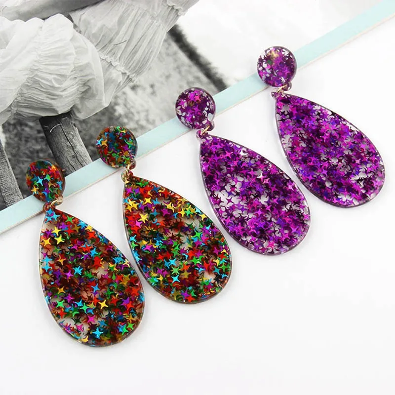

2018 Glitter Fashion Sequins Water Drop Earrings Multi Color Tear Drop Simple Pendant Earrings Jewelry Gift