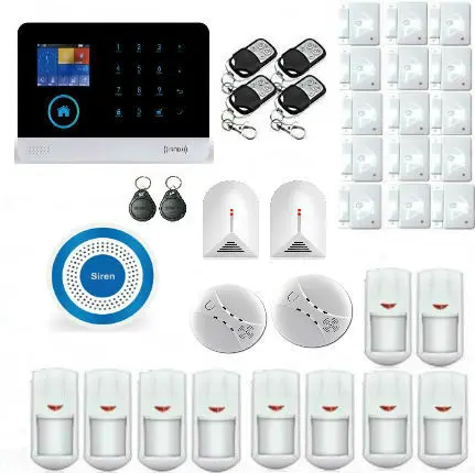 Yobang Security-2.4 Inch WIFI GPRS Home Wireless GSM Alarm System Metal Remote Control Alarm Security System+2pcs Glass Sensor