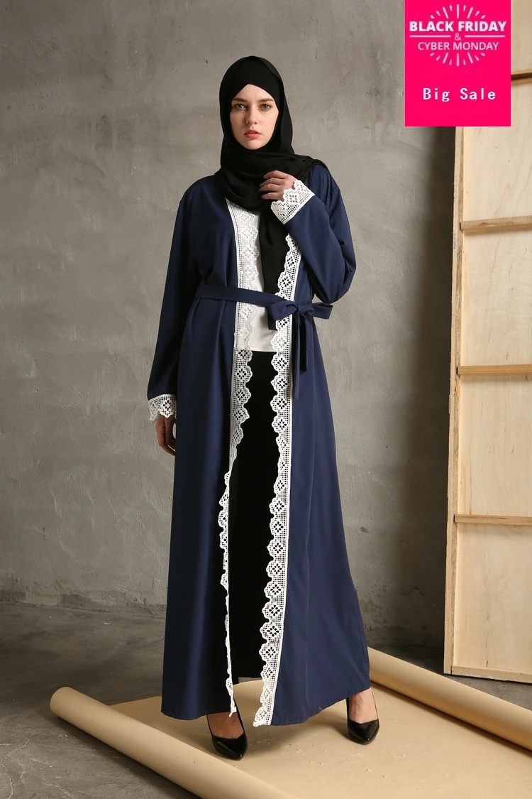 2018 Новая мода на Ближнем Востоке мусульманских взрослых womenlarge кружева Абая платье мусульманские платья халаты Мода Исламская платье w1383