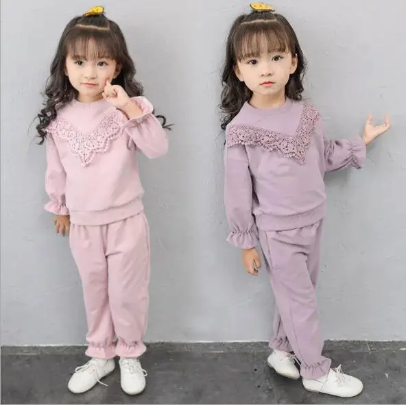 

New Autumn Winter Kids Clothes Set Girls Clothing Sets Children Lace T-shirt+Pants Suits Baby Girl Clothes Children Clothing