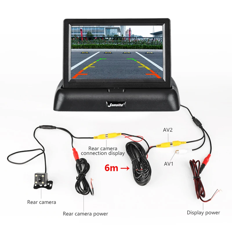 Jansite 4," Беспроводной автомобильный монитор TFT lcd монитор заднего вида дисплей система заднего вида парковки с резервной камерой заднего вида для RV