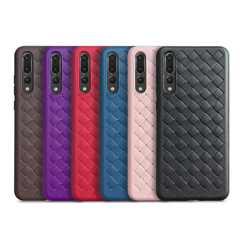 

Soft TPU Woven pattern heat dissipation Phone Cases for huawei P20 Pro Luxury Case Back Protection Silicone Weave Cover