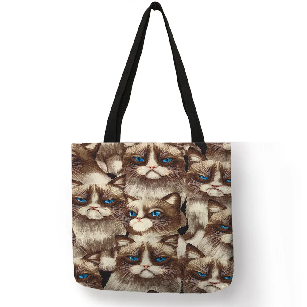 Забавная 3D сиамская сумка с принтом кошки для женщин, женская повседневная офисная сумка на плечо, Большая вместительная сумка-тоут для покупок - Цвет: 006
