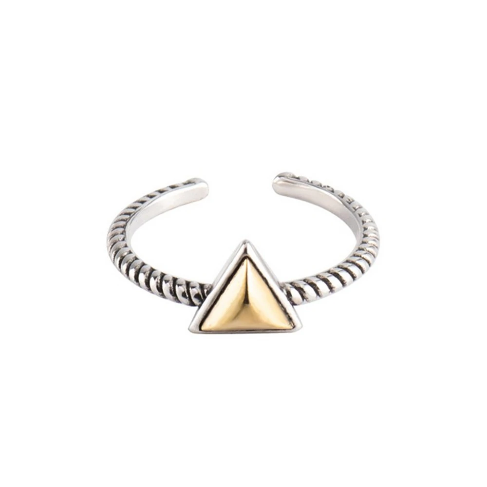 

R045 2019 New S925 Pure Silver Ring Opening Women's Personality Geometry Triangular Silver Ring HandMade Jewelry