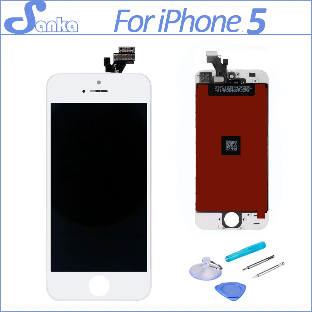 

Grade AAA Test one by one for LCD iPhone 5 Touch Screen Replacement With Display Digitizer Ecran Assembly In White Free Tools