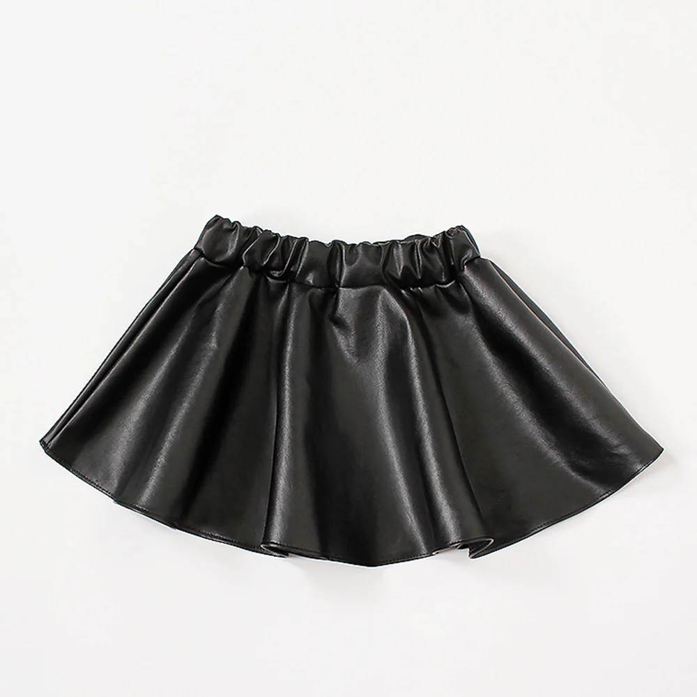 Chifuna/ юбка для девочек; детская юбка из искусственной кожи хорошего качества; одежда для малышей; модные юбки для девочек; одежда для малышей - Цвет: K06597Black