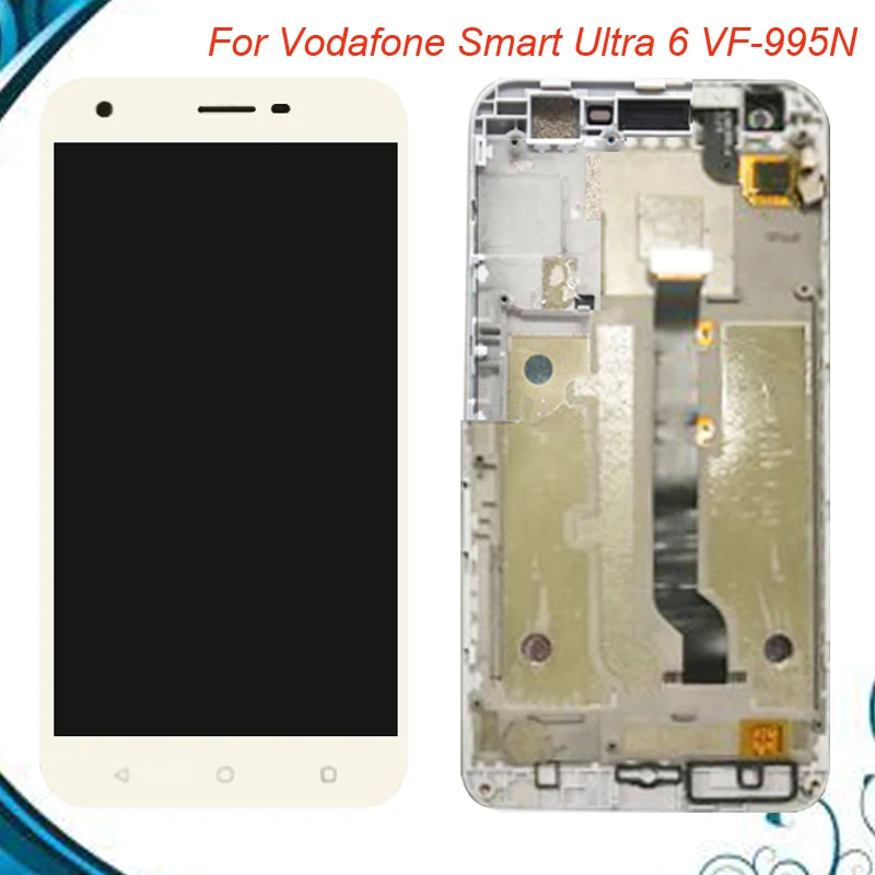 

For Vodafone Smart Ultra 6 VF-995N VF995N VF995 LCD Display Touch Screen Digitizer Black White Assembly With Frame