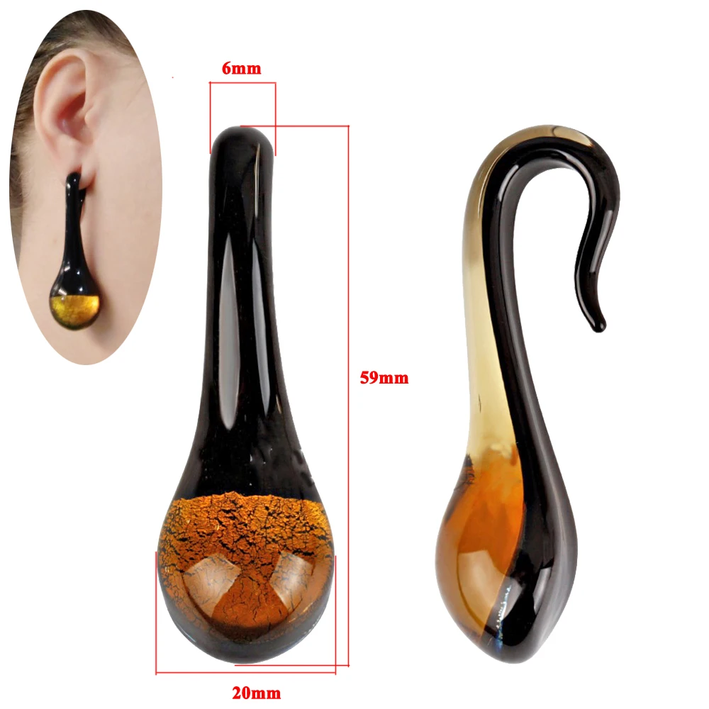 

PAIR Glass Swan Shape Pyex Glass Ear Weight Ear Expanders Plug Tunnel Ear Gauges Piercing Body Jewelry