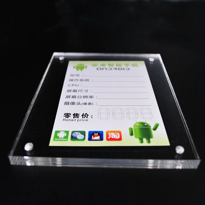 

High quality Customized Size Price Tag lables big holder stand for Mobile Phone Camera MP4 tablet store or exhibition display