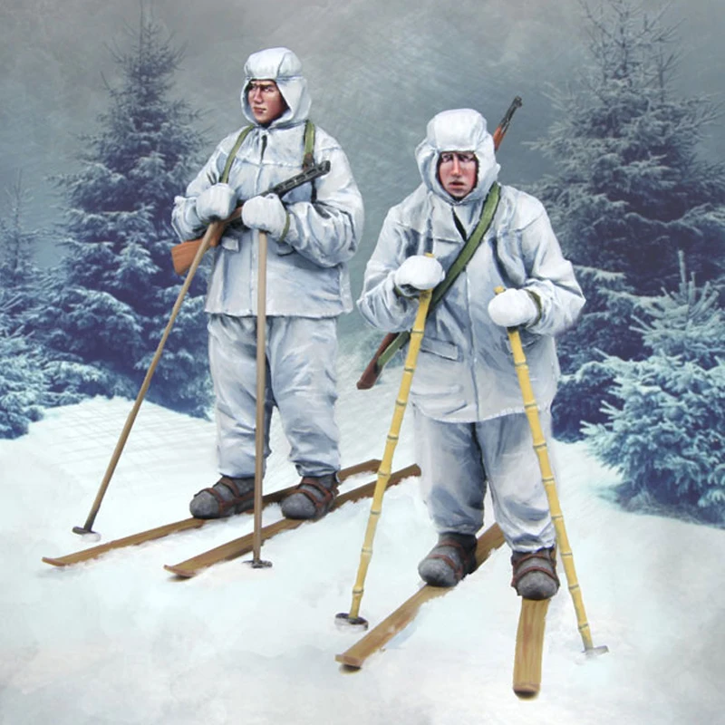 1/35 набор для российских лыжных войск из смолы двух человек солдат GK без покрытия