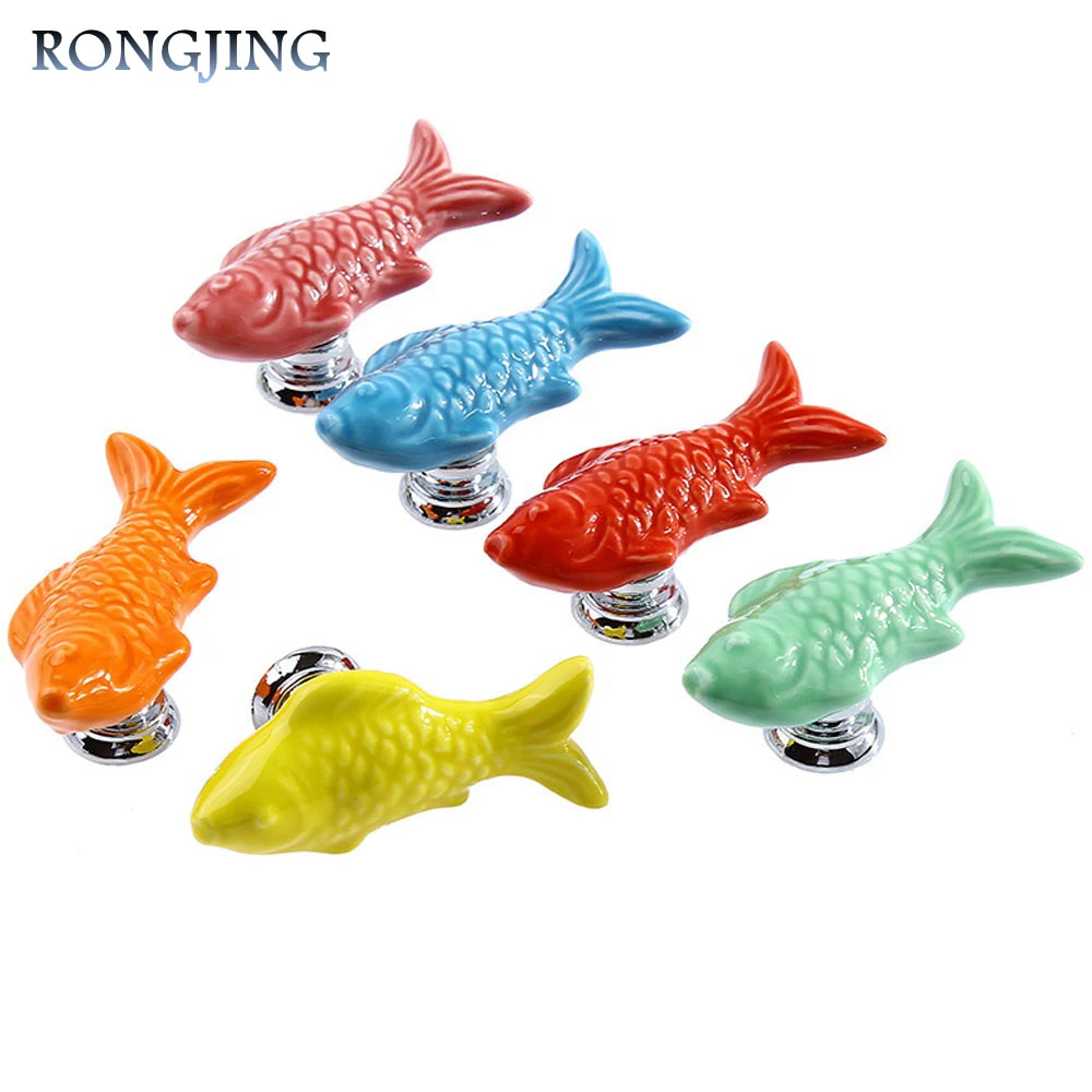 2pcs Ceramic Cabinet Knobs Fish Cupboard Handles Kids Furniture Drawer Knobs Handle Kitchen Cabinet Pulls Hand Painted Country Handle Kitchen Cabinet Pullskitchen Cabinet Pulls Aliexpress