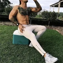 Фитнес для мышц мужские облегающие брюки для бега на молнии спортзал бег спортивные брюки мужские