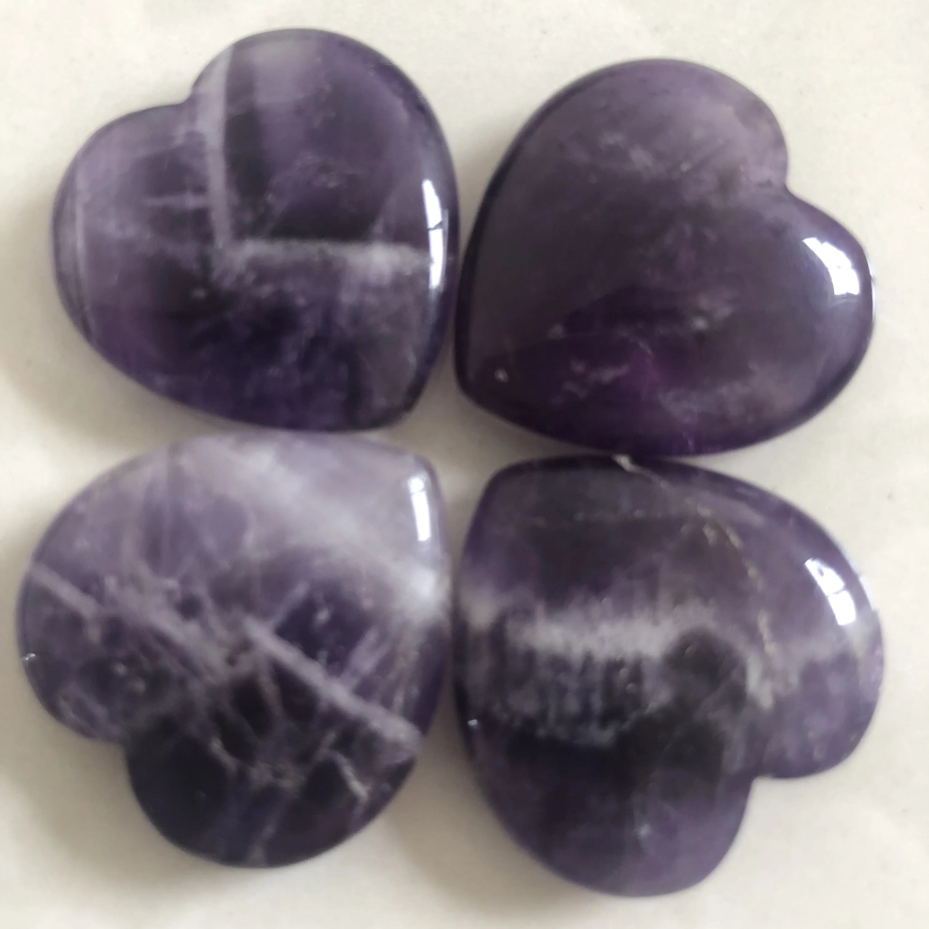 4pcs Natural amethyst heart, healing yu