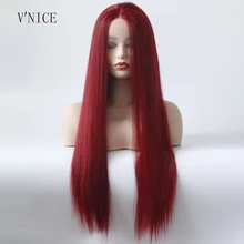 Прямые Красного кружева перед парик средней части парик руки связали синтетические волосы жаропрочных волокна натуральные парики партии для женщин парики