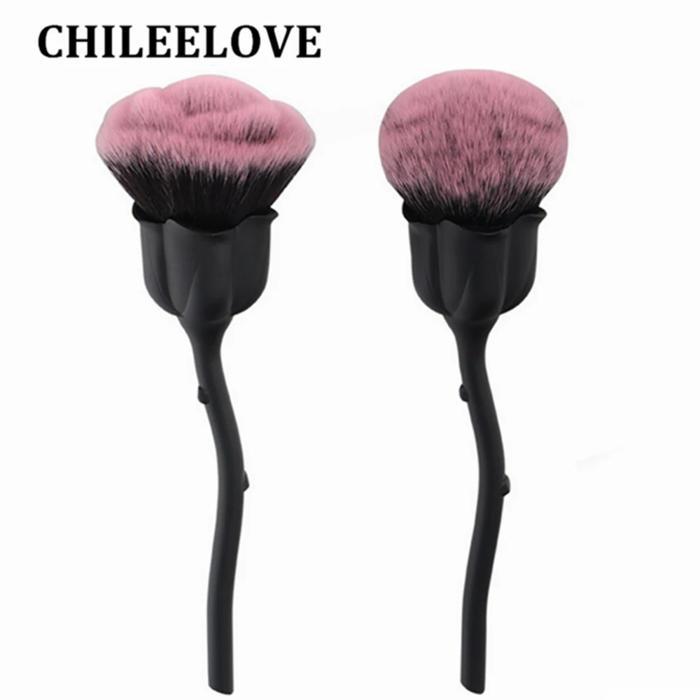 CHILEELOVE, 1 шт., Черная Кисть для макияжа с большой областью, лепестками роз, для рассыпчатой пудры, BB крем, модный макияж