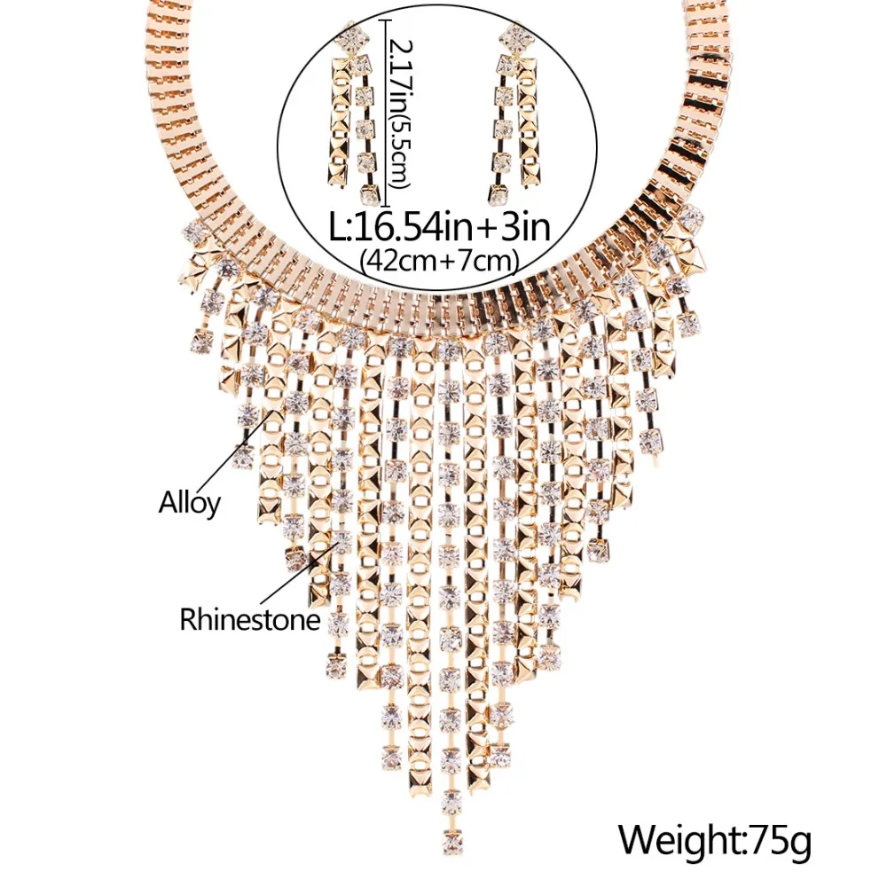 Solememo Luxury Gold Wedding Jewelry Sets Women Fashion Jewelry Sets Austrian Crystal Pendant Necklace Long Earrings N3589 2