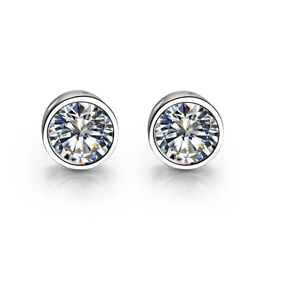 

THREEMAN Sterling Silver Jewelry Wholesale Round Brilliant 2Ct Synthetic Diamonds Stud Engagement Earrings 925 Women Jewellery