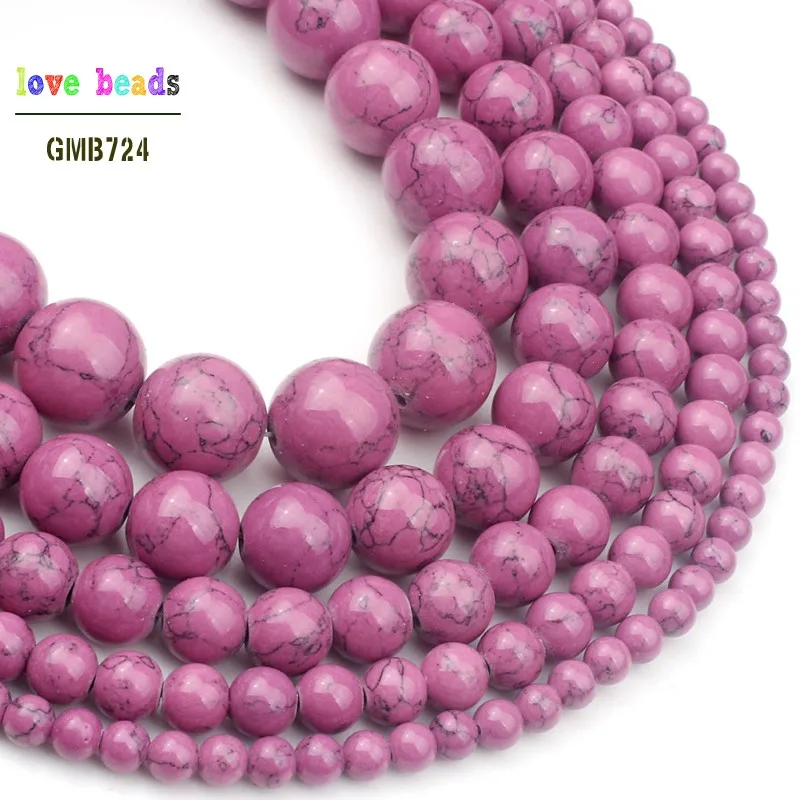 Natural Orange Pink colorful howlite Stone 4/6/8/10/12mm Round Beads For Jewelry Making DIY Bracelet Necklace Jewellery 15 inch