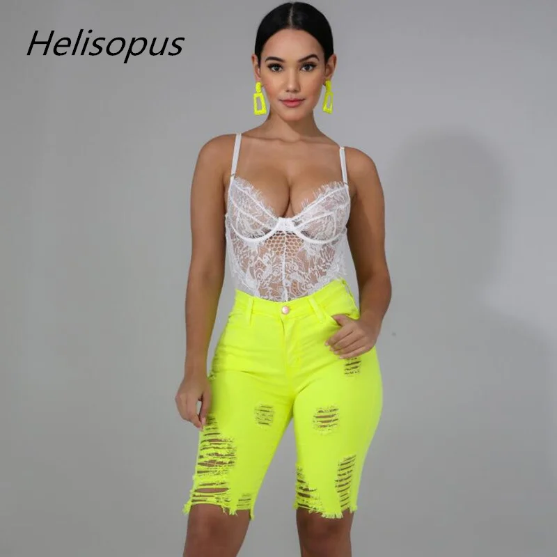 neon denim shorts womens