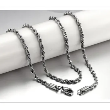 

Mens Titanium Steel spiral 19-25in Rope Chain Necklace 3MM 4 MM wholesale