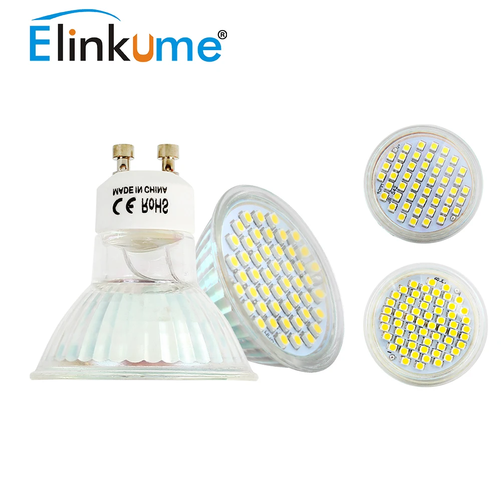 Elinkume GU10 Светодиодный светильник 2 Вт 3 Точечный 48 60 шт. SMD3528 домашняя лампа со