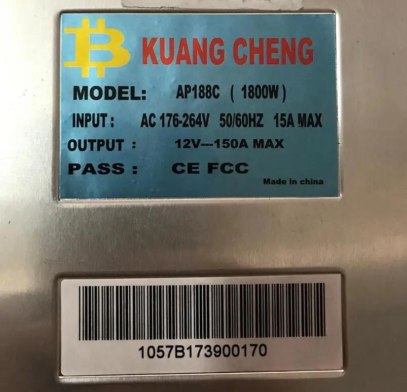 KUANGCHENG Ap188c s9/S7/S5/S4/S4 + 12 V питания 1800 w AP188c PSU серии с 10 шт 6pin PSU для Antminer L3 + S9 BITMAIN