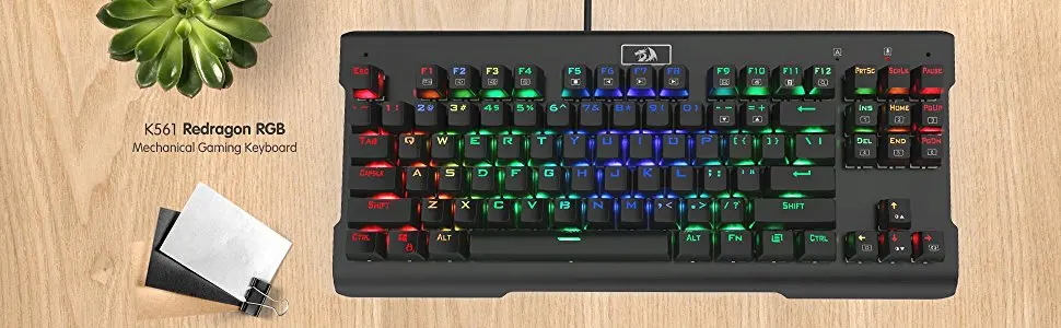 Redragon K561 VISNU Механическая игровая клавиатура RGB с подсветкой 87 клавиш анти-ореолы Водонепроницаемая клавиатура с щелкающим синим переключателем ПК