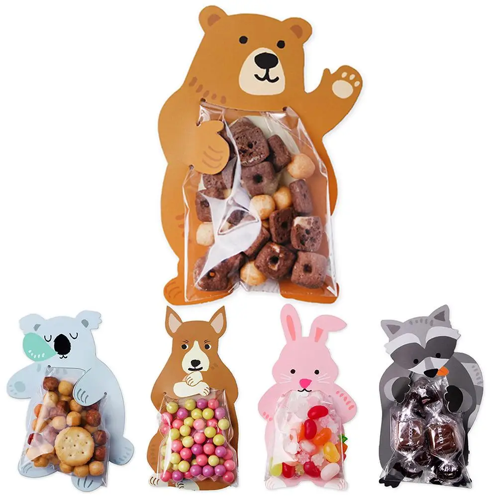 10pcs Candy Bag Holiday Card Gift Decoration Cute Animal Candy Bag Greeting Card Cookie Bag Birthday Party Decoration