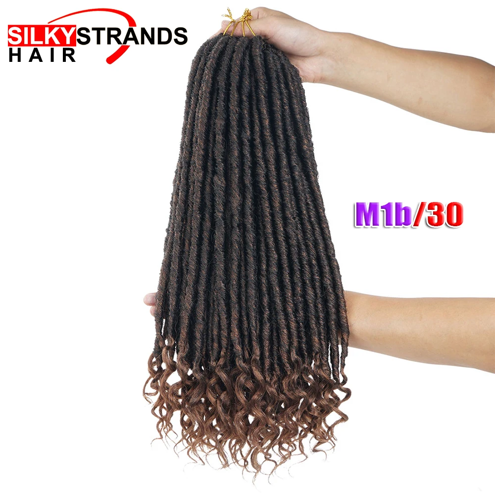 Мягкие Faux locs Curly синтетические косички для наращивания волос наращивание крючком волосы Омбре косы богиня Прическа 18 дюймов шелковистые пряди